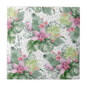 Bloempalm Waterverf Botanisch Tropisch Patroon Tegeltje (Voorkant)