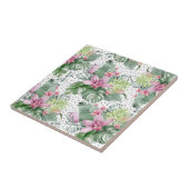 Bloempalm Waterverf Botanisch Tropisch Patroon Tegeltje (Zijkant)