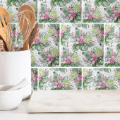 Bloempalm Waterverf Botanisch Tropisch Patroon Tegeltje