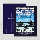 Bloempalmbomen Tropisch blauw Aankondigingskaart (Voorkant / Achterkant)