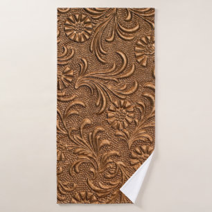bloempaneel met reliëfdruk, koper badhanddoek