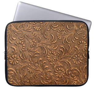 bloempaneel met reliëfdruk, koper laptop sleeve