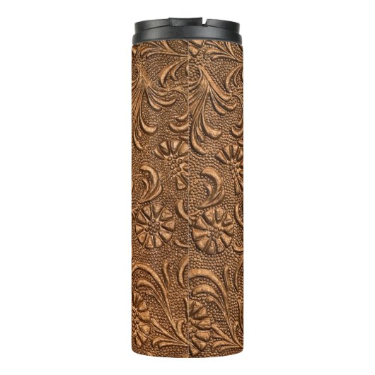 bloempaneel met reliëfdruk, koper thermosbeker (Achterkant)