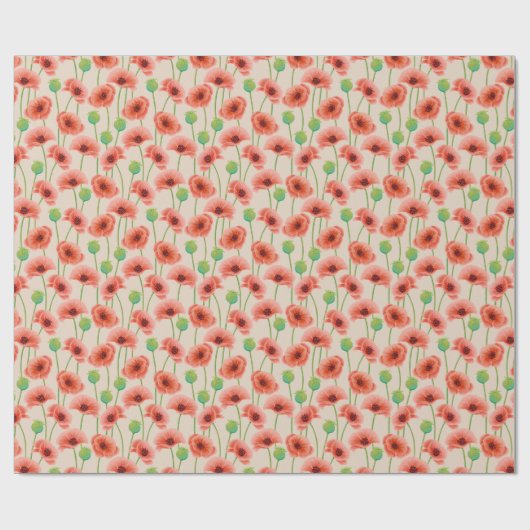 Bloempapaver in een veld inpakpapier (Vlak)