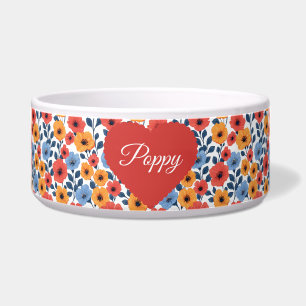 Bloempapaver rode Pet Bowl Voerbakje