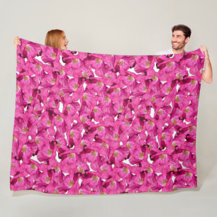 Bloempapavers roze patroon. fleece deken