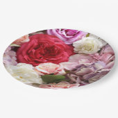 Bloempapier borden met rozen en hortensia's papieren bordje (Gekanteld)