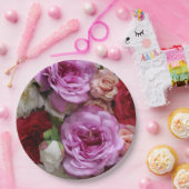 Bloempapier borden met rozen en pioenen papieren bordje (Feest)