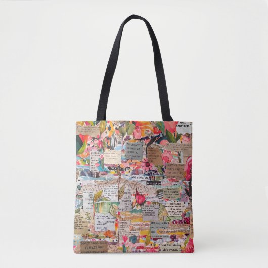 Bloempapier Collage Inspirerend woorden Tote Bag (Voorkant)