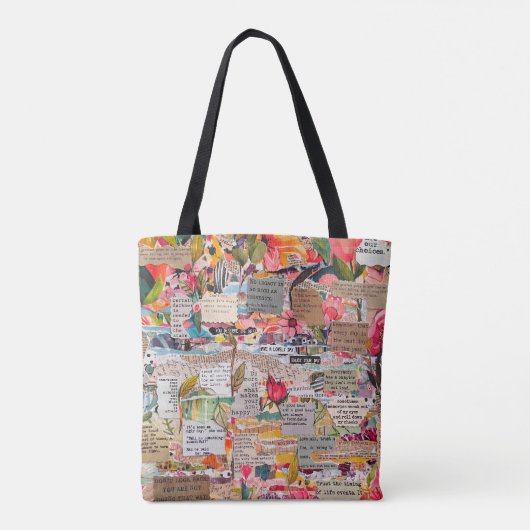 Bloempapier Collage Inspirerend woorden Tote Bag (Achterkant)