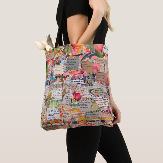 Bloempapier Collage Inspirerend woorden Tote Bag (Dichtbij)