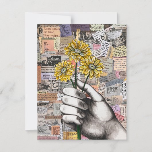 Bloempapier Collage Mixed Media Bedankkaart (Voorkant)