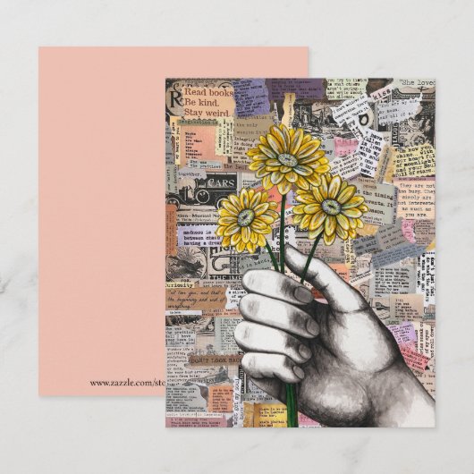 Bloempapier Collage Mixed Media Bedankkaart (Voorkant / Achterkant)