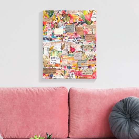 Bloempapier Collage Mixed Media Canvas Afdruk (Insitu (Woonkamer))