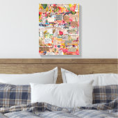 Bloempapier Collage Mixed Media Canvas Afdruk (Insitu (Slaapkamer))