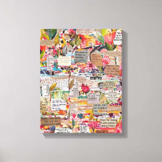 Bloempapier Collage Mixed Media Canvas Afdruk (Voorkant)
