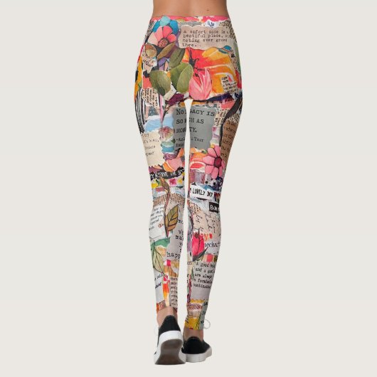 Bloempapier Collage Mixed Media Leggings (Achterkant)