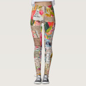 Bloempapier Collage Mixed Media Leggings (Voorkant)