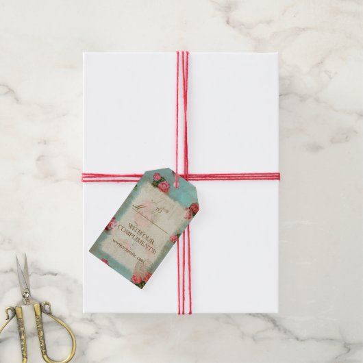  bloempapier - Label met cadeau Cadeaulabel (Met Touw)