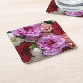 Bloempapier onderzetters met rozen en pioenen (Schuin)