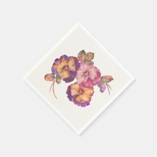 Bloempapier servetten Pansy (Set van 50) (Hoek)