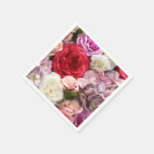 Bloempapierservetten met rozen en hortensia's servet (Hoek)