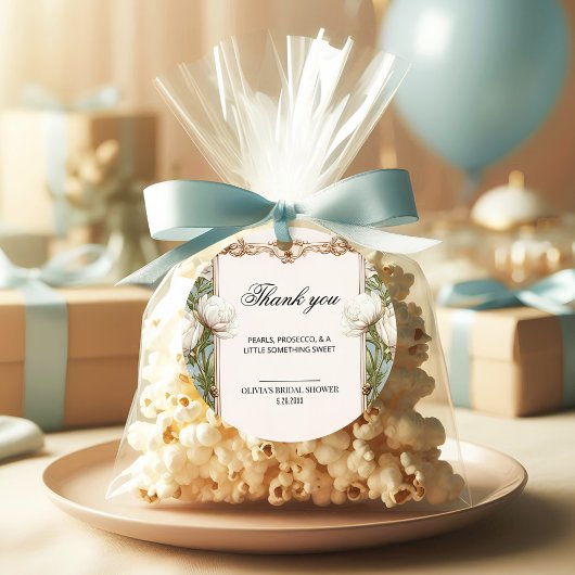 Bloemparels en Prosecco Bruidsfeest Favor Tag Bedankjes Labels