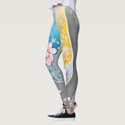 Bloemparels O Roze AI kunst Leggings (Links)