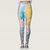 Bloemparels O Roze AI kunst Leggings (Voorkant)