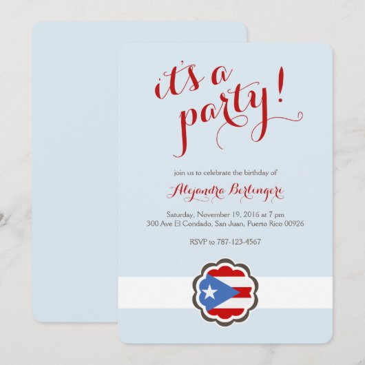 Bloempartij: Puerto Ricaanse vlag Kaart (Voorkant / Achterkant)