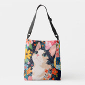 Bloempatchwork kat crossbody tas (Achterkant)