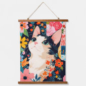 Bloempatchwork kat hangend wandkleed (Voorkant)