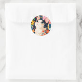Bloempatchwork kat ronde sticker (Tas)