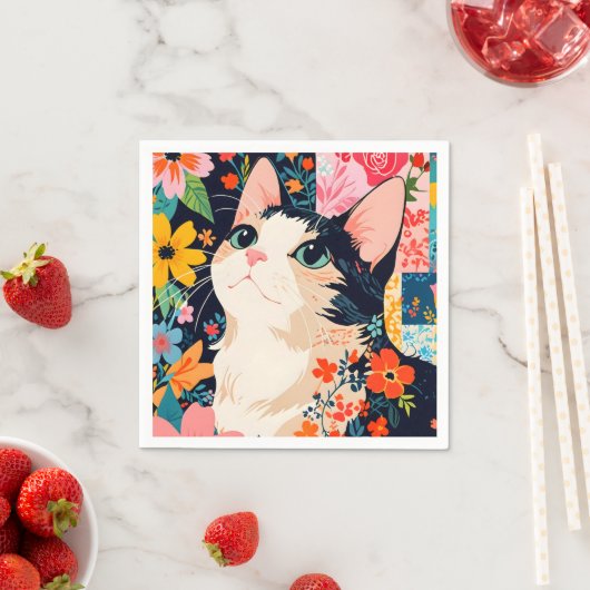 Bloempatchwork kat servet (Insitu)