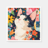 Bloempatchwork kat servet (Voorkant)