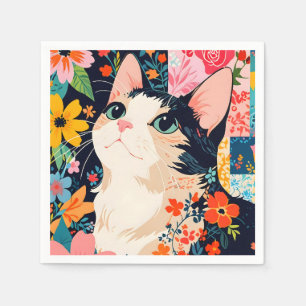 Bloempatchwork kat servet