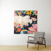 Bloempatchwork kat wandkleed (In Situ (horizontaal))