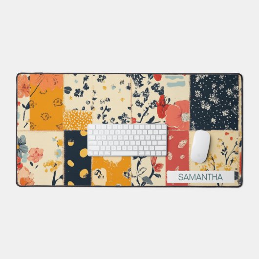 Bloempatchwork Patchwork Pattern (9) Bureaumat (Keyboard & Muis)