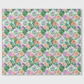 Bloempatchwork patroon 2D illustratie Cadeaupapier (Vlak)