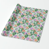 Bloempatchwork patroon 2D illustratie Cadeaupapier (Uitgerold)