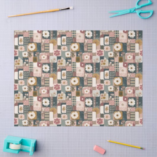 Bloempatchwork Patroon weefsel papier (Craft)