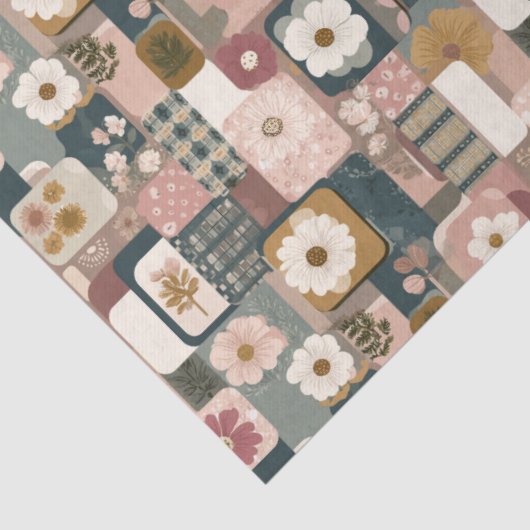 Bloempatchwork Patroon weefsel papier (Detail)