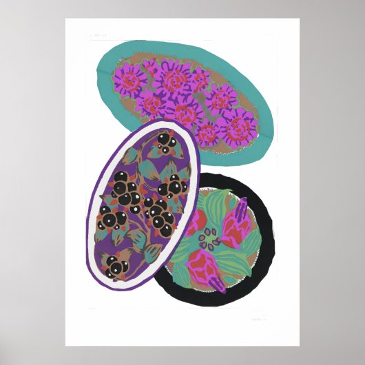  bloempatronen, elegant Art Nouveau Poster (Voorkant)