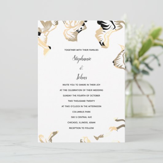 Bloempatronen Lente Zomer Boho Minimale Bruiloft Kaart (Staand voorkant)