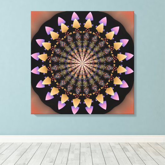 Bloempatronen mandala canvas afdruk (Insitu (Houten vloer))