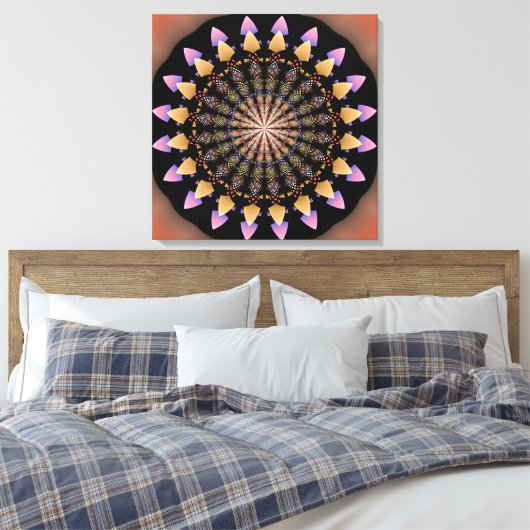 Bloempatronen mandala canvas afdruk (Insitu (Slaapkamer))