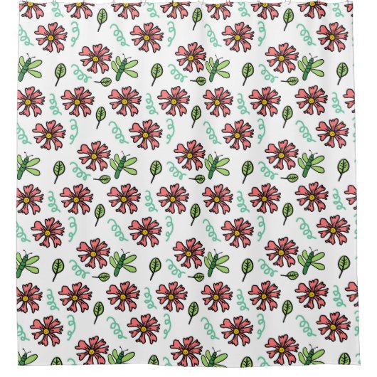 Bloempatronen (middelgrote Prints) Douchegordijn (Voorkant)