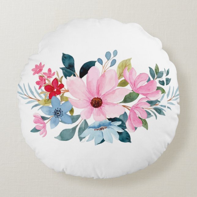 Bloempatronen Rond Kussen (Voorkant)