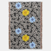 Bloempatroon 19.b. Zwart BG Deken (Voorkant Verticaal)