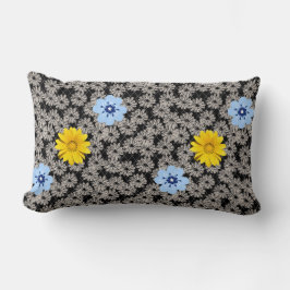 Bloempatroon 19.b. Zwart BG Kussen